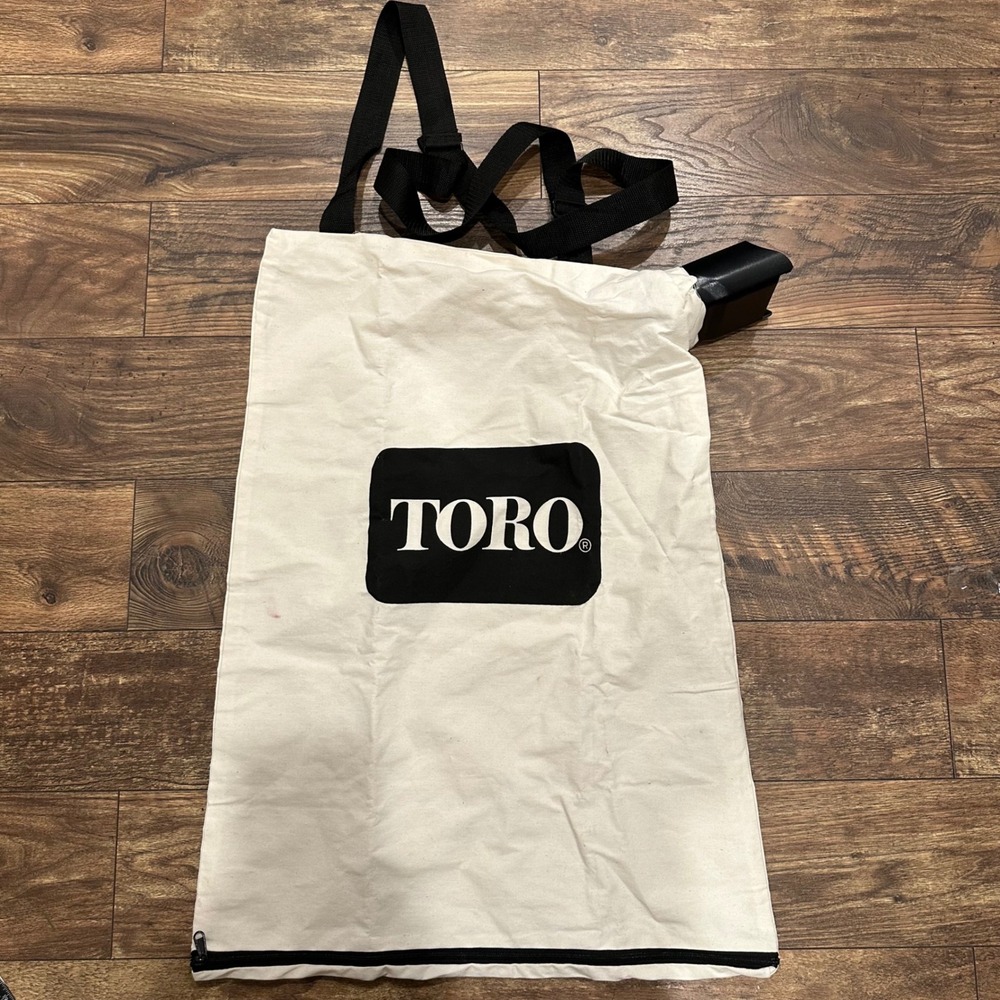 Toro Lawn Mower Grass Catcher Collection Bag Zippered Bottom Black Handles White